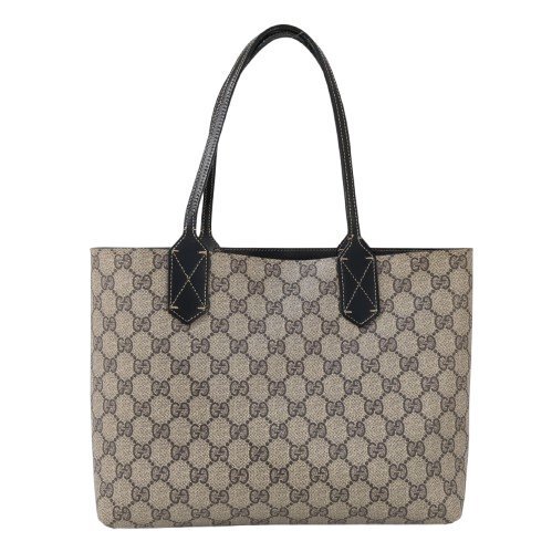 GUCCI グッチ リバーシブル スモール トートバッグ GGスプリーム レザー ブラウン系 ブラック系 レディース ハンドバッグ 372613
