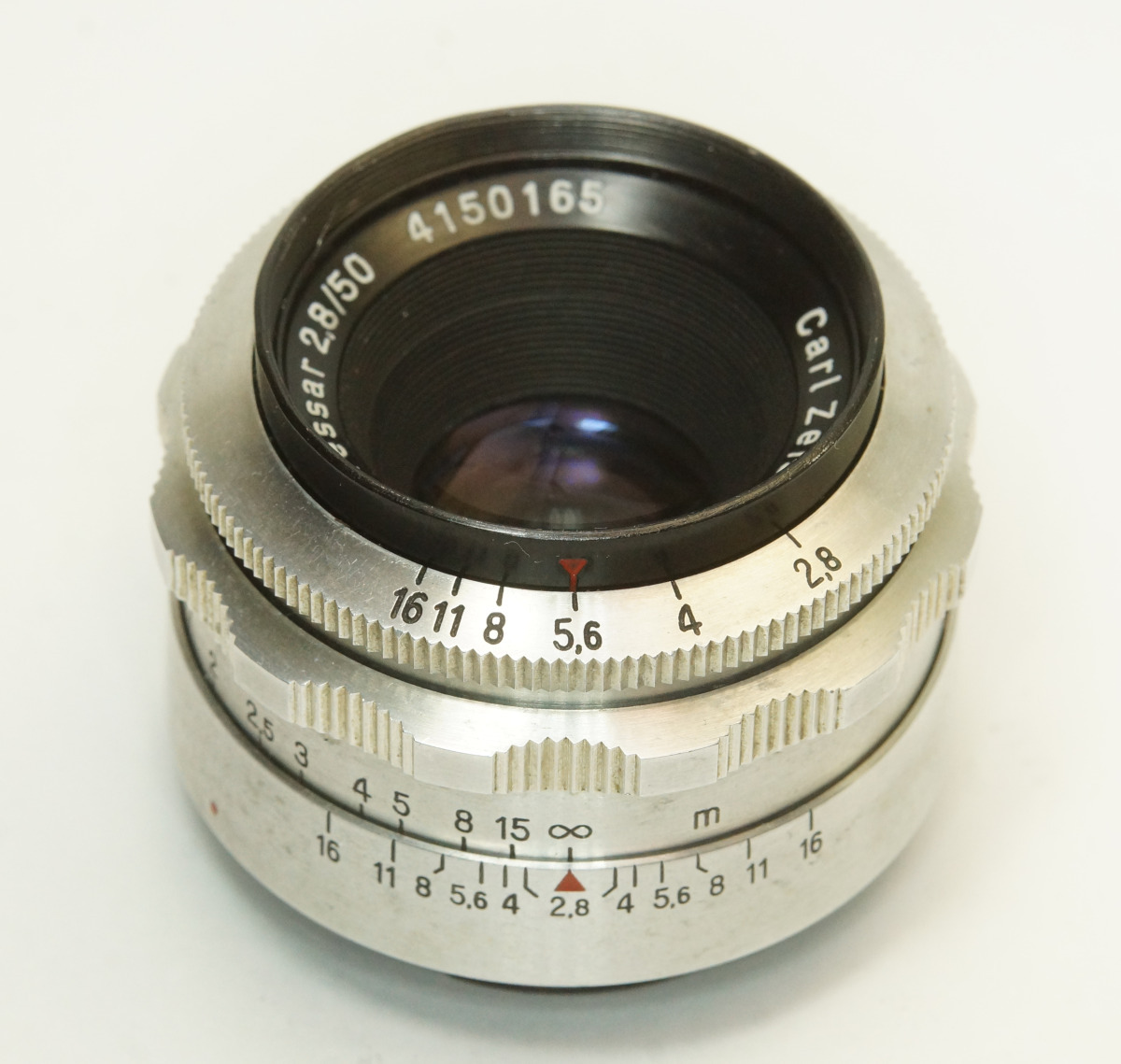 ドイツ製 Carl Zeiss Jena Tessar 2.8/50 Exakta 915N-165 シルバー Q1 絞羽12枚 フィルター径35.5mm フルマニュアル 初期型 絞管縦線有　