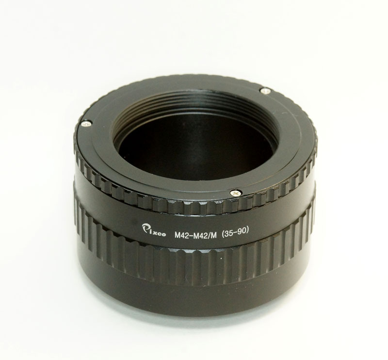 PIXCO M42-M42 35-90mm フオーカシング・ヘリコイド 可変厚中間リング 直進式 リテール版 接写 引伸ばレンズ プロジェクター ピン押し