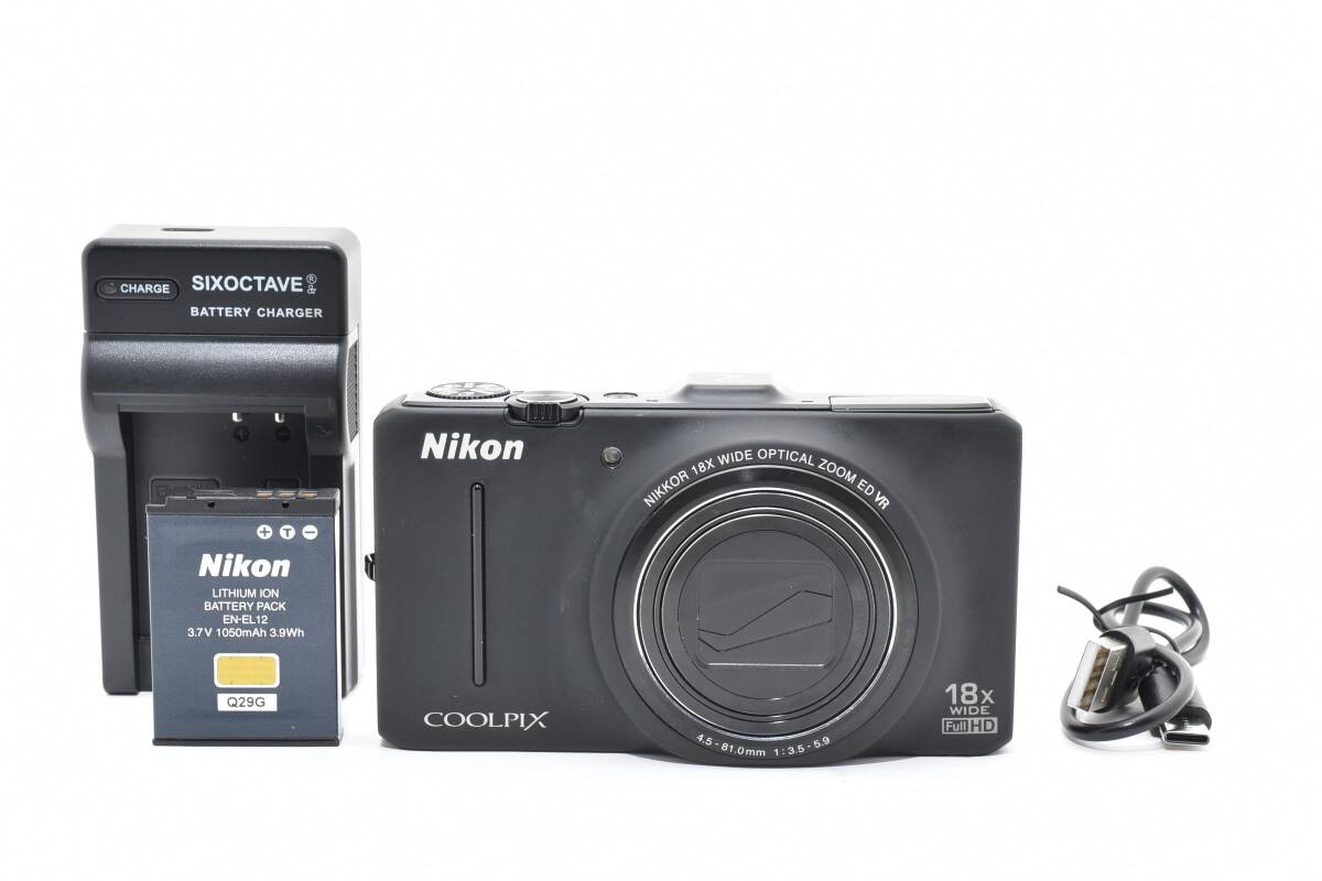 ★良品★Nikon ニコン COOLPIX S9300 ノーブルブラック コンパクトデジタルカメラ★　YA8793＃18