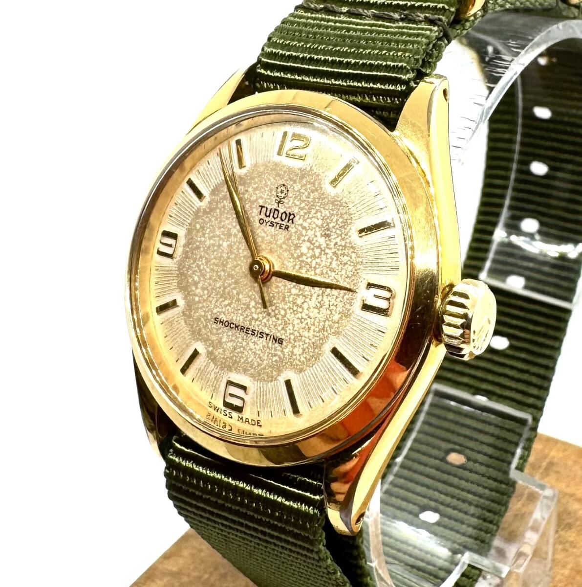 [稼働] O.H済み TUDOR OYSTER 1950s' チュードル オイスター 小薔薇 手巻き ゴールド ボーイズサイズ リューズロレックス 腕時計