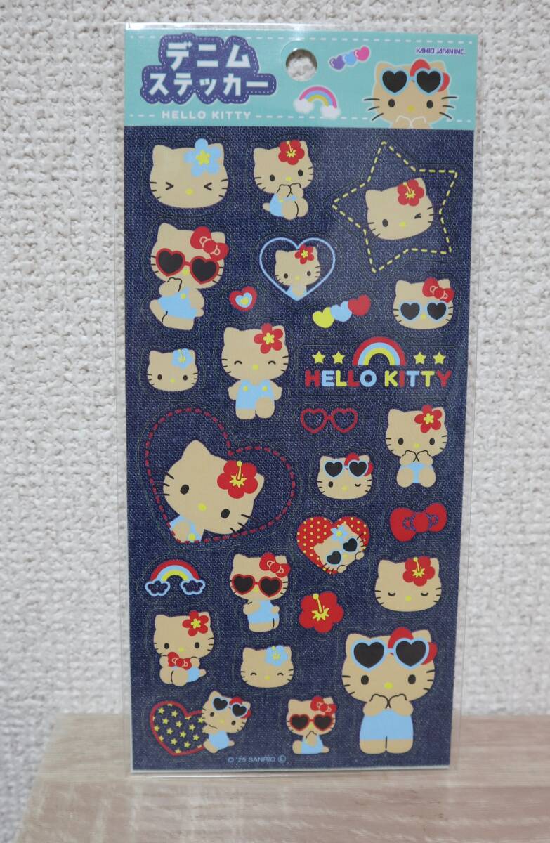 新品☆HELLO KITTY デニムステッカ－☆日焼け☆キティ