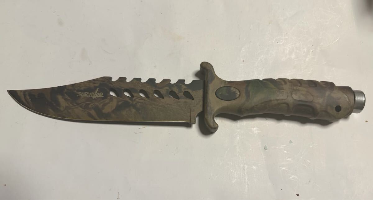 SURVIVOR　シースナイフ　サバイバルナイフ　ラバーハンドル　( キャンプ アウトドア ブッシュクラフト )未使用品