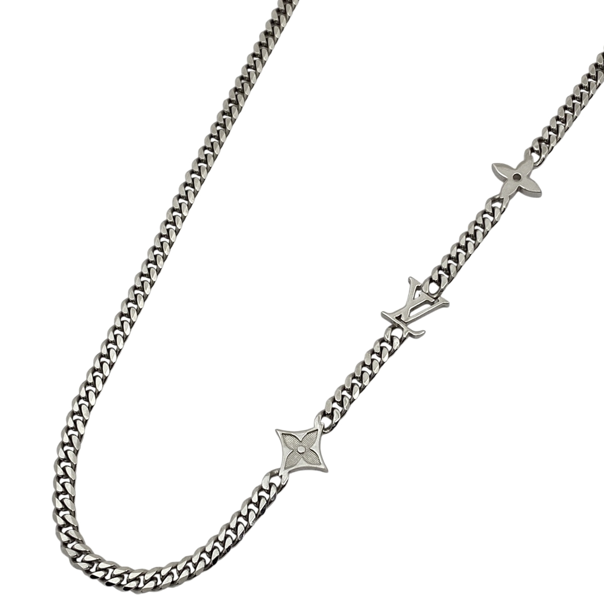 【在庫一掃】 ルイ・ヴィトン Louis Vuitton モノグラム ロウ ネックレス ネックレス メタル シルバー レディース 【中古】