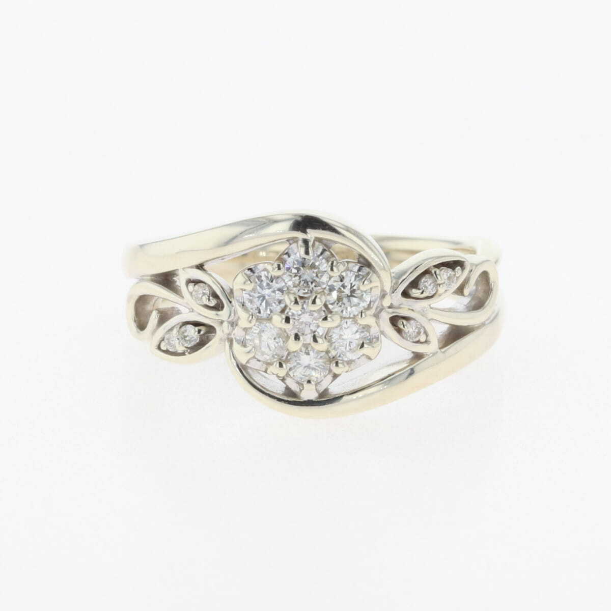 メレダイヤ デザインリング YG イエローゴールド 指輪 リング 11号 K10 ダイヤモンド レディース 【中古】