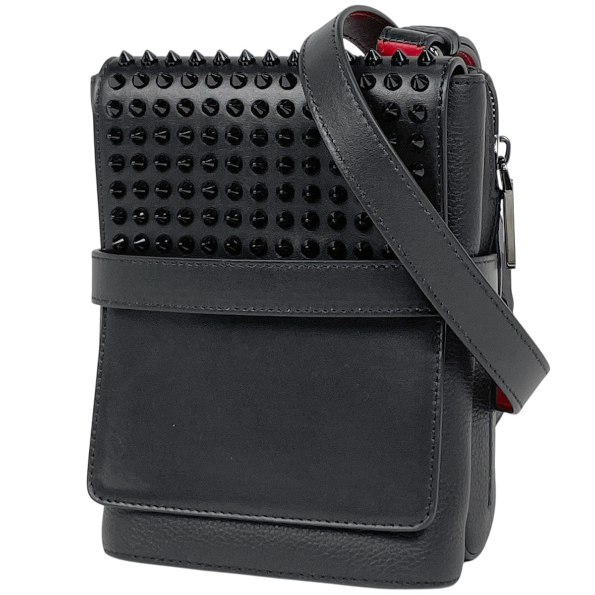 【在庫一掃】 クリスチャンルブタン ロゴ ショルダーバッグ ベンチリポーター スパイク スタッズ レザー 【中古】