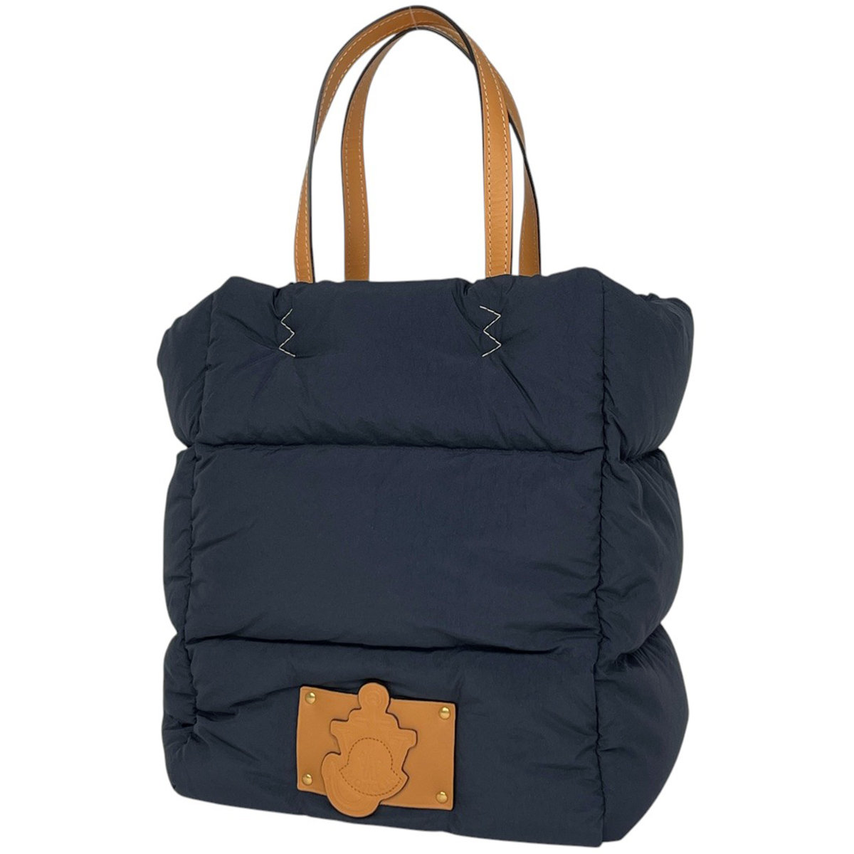 【在庫一掃】 モンクレール トート ミディアム ロゴ ハンドバッグ トートバッグ ネイビー ブラウン H209E5D00006 【中古】