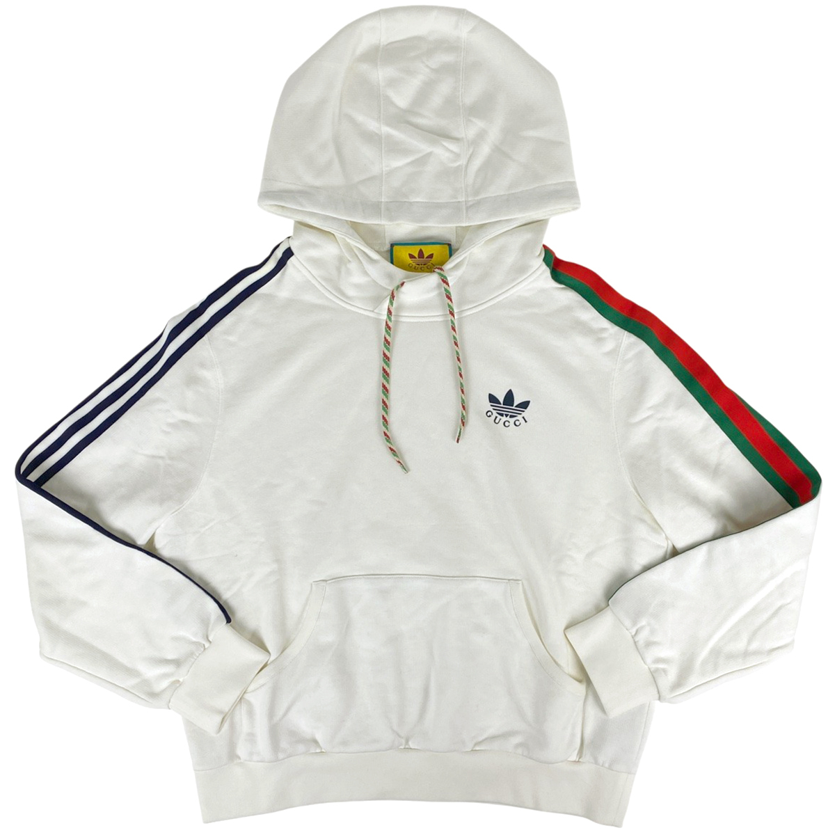 【在庫一掃】 グッチ GUCCI ロゴ パーカー グッチ 22SS × adidas サイドライン トップス パーカー 綿 アイボリー メンズ 【中古】
