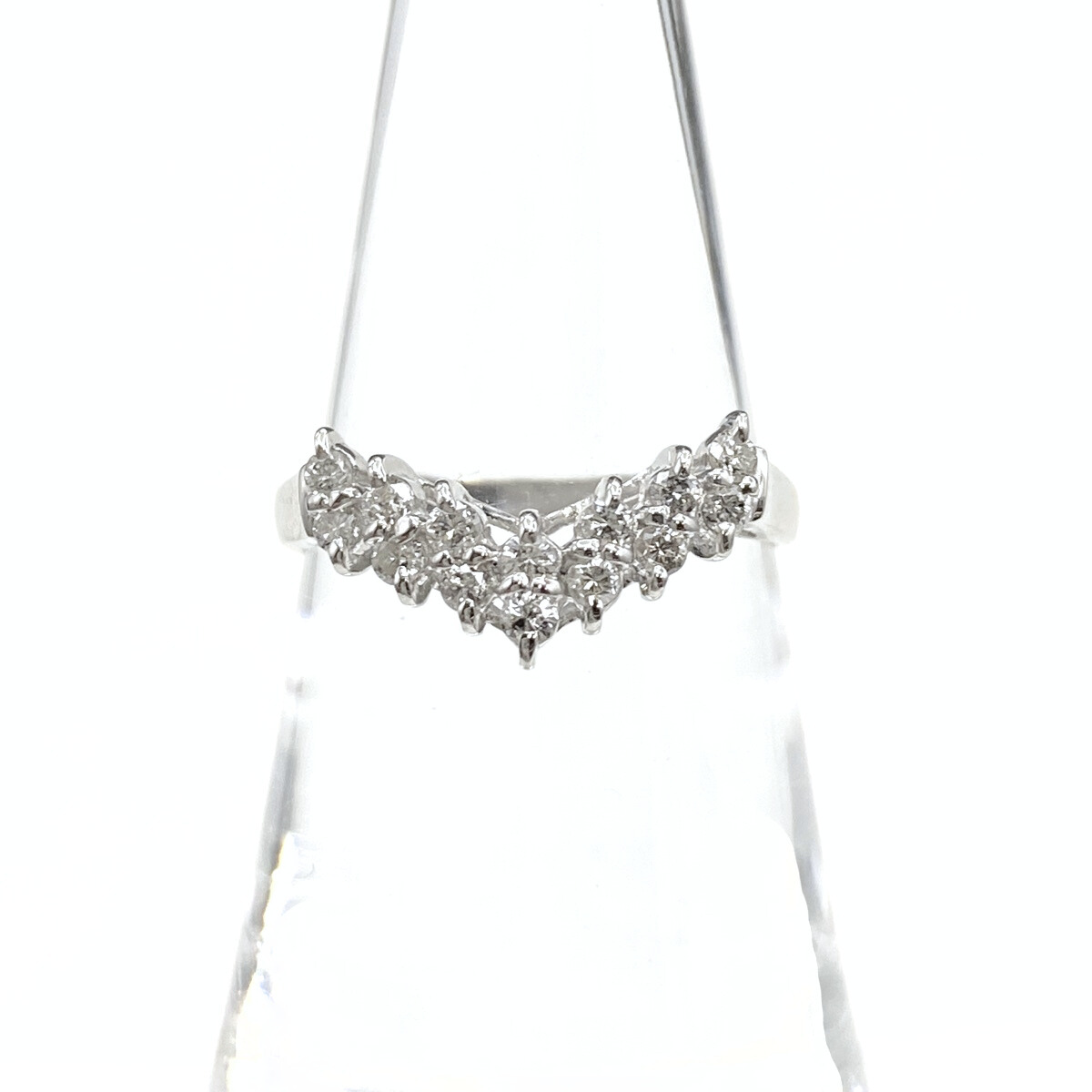 メレダイヤ デザインリング プラチナ 指輪 リング 12.5号 Pt900 ダイヤモンド レディース 【中古】