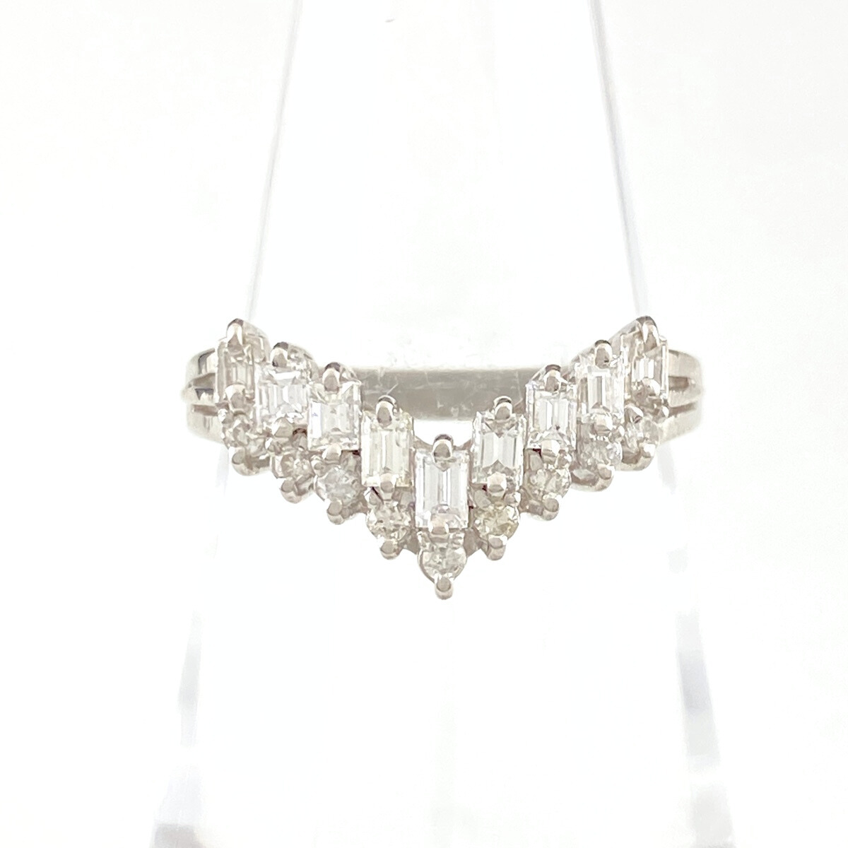 メレダイヤ デザインリング プラチナ 指輪 リング 13.5号 Pt900 ダイヤモンド レディース 【中古】