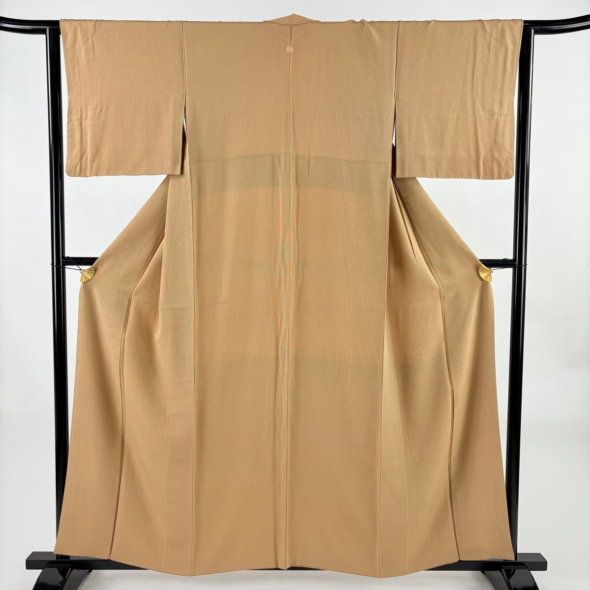 【在庫一掃】 江戸小紋 身丈157.5cm 裄丈63cm S 袷 万筋 薄茶色 正絹 秀品 一つ紋 【中古】