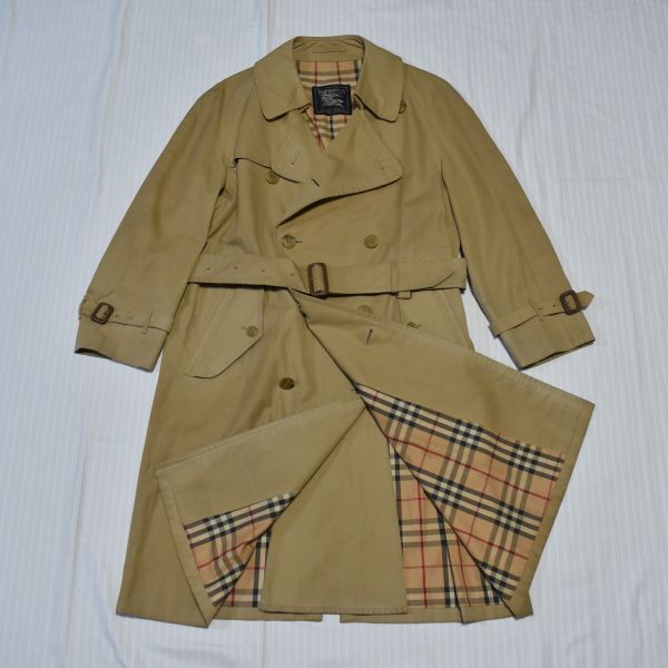 60★★バーバリーズ★BURBERRY★三陽商会★ヴィンテージ★ ベージュ色、ノバチェック裏地 トレンチコート　M