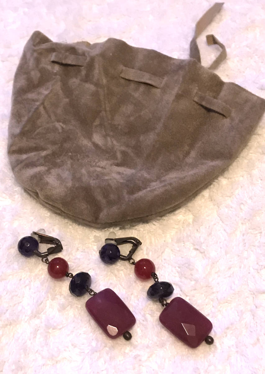 ★Donatella Pellini (ドナテラ・ペリーニ) カラーストーン(ブラウン)×真鍮 イアリング★中古美品★