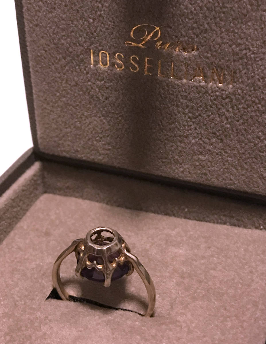★IOSSELLIANI (イオッセリアーニ) Puro コスチュームアクセサリー 逆さデザインカラーストーンリング★中古美品★