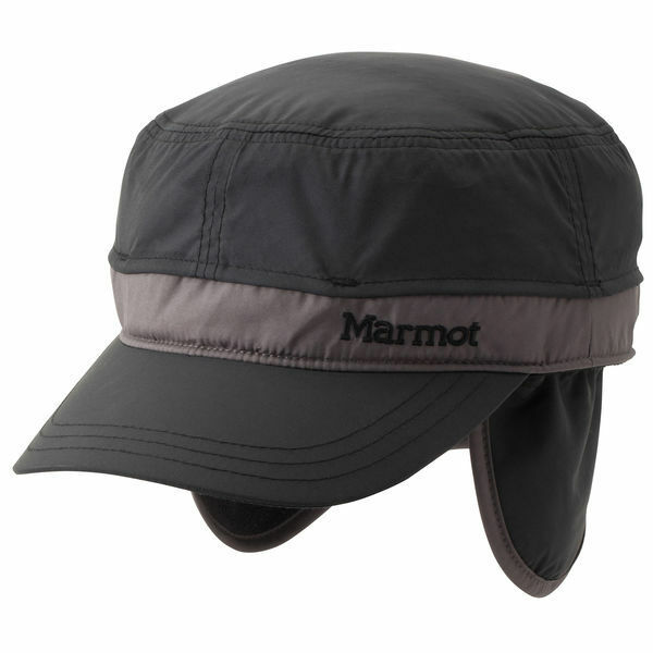 ★Marmot マーモット ワークキャップ ブラック L 耳付き 防寒 サイズ調整 2WAY トレッキング アウトドア 帽子 釣り イヤーウォーム