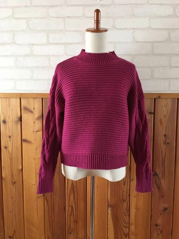 上品 KATHARINE ROSS キャサリンロス ウール混 ドルマン ニット セーター Mサイズ ワインレッド 赤紫 長袖 レディース knit sweater Q