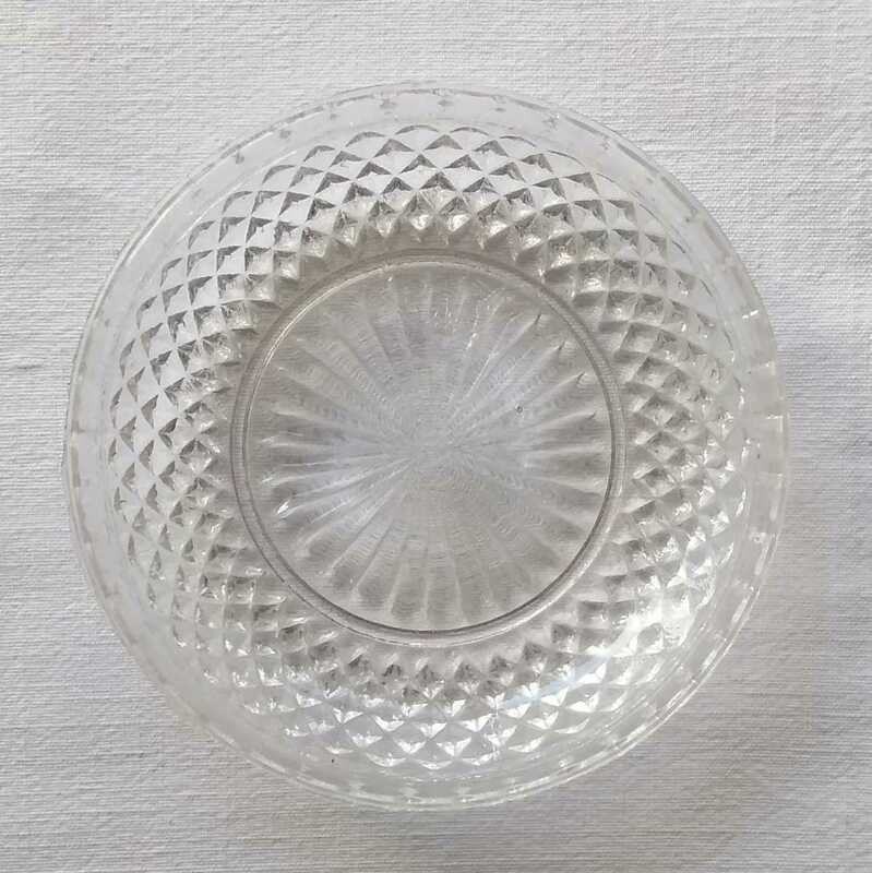 明治～大正 プレスガラス 和ガラス 小皿 TN38 透明 C バリ Antique pressed glass plate, early 20th