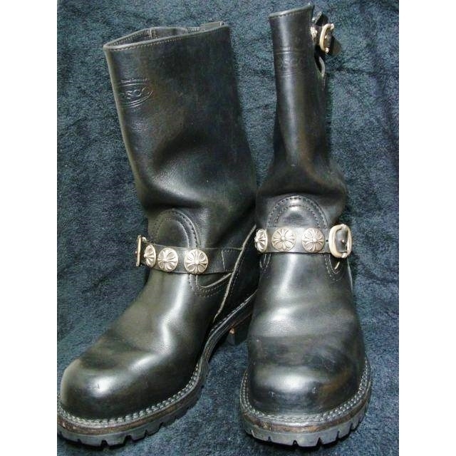 CHROME HEARTS クロムハーツ Wesco ウエスコ ◇ BOSS ボス カスタム エンジニア ブーツ 靴 クロス ボール コンチョ シルバー 925