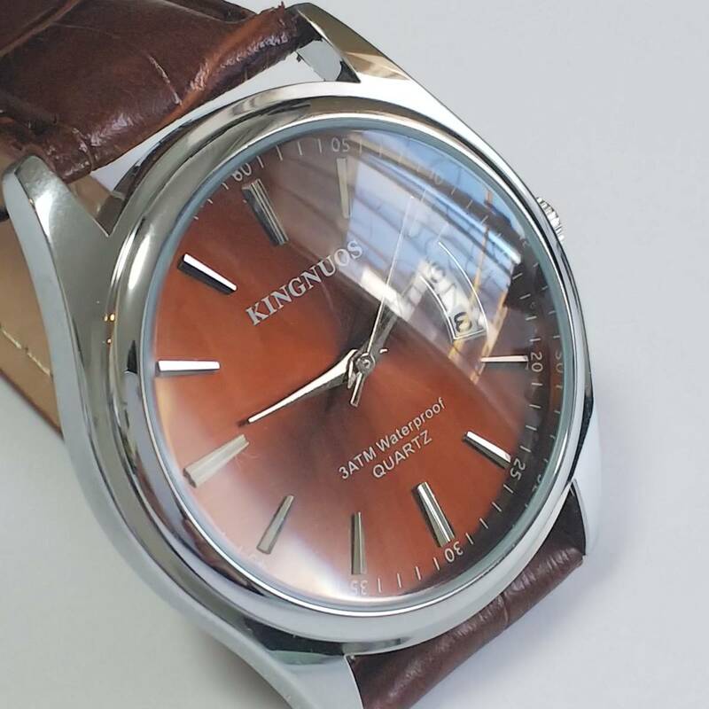 【新品未使用】定価7,800円 KINGNUOS 腕時計 ブラウン 革ベルト
