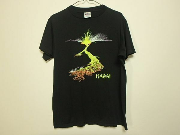90's 米製 キラウェア火山 ネオンカラー ビンテージ Tシャツ M