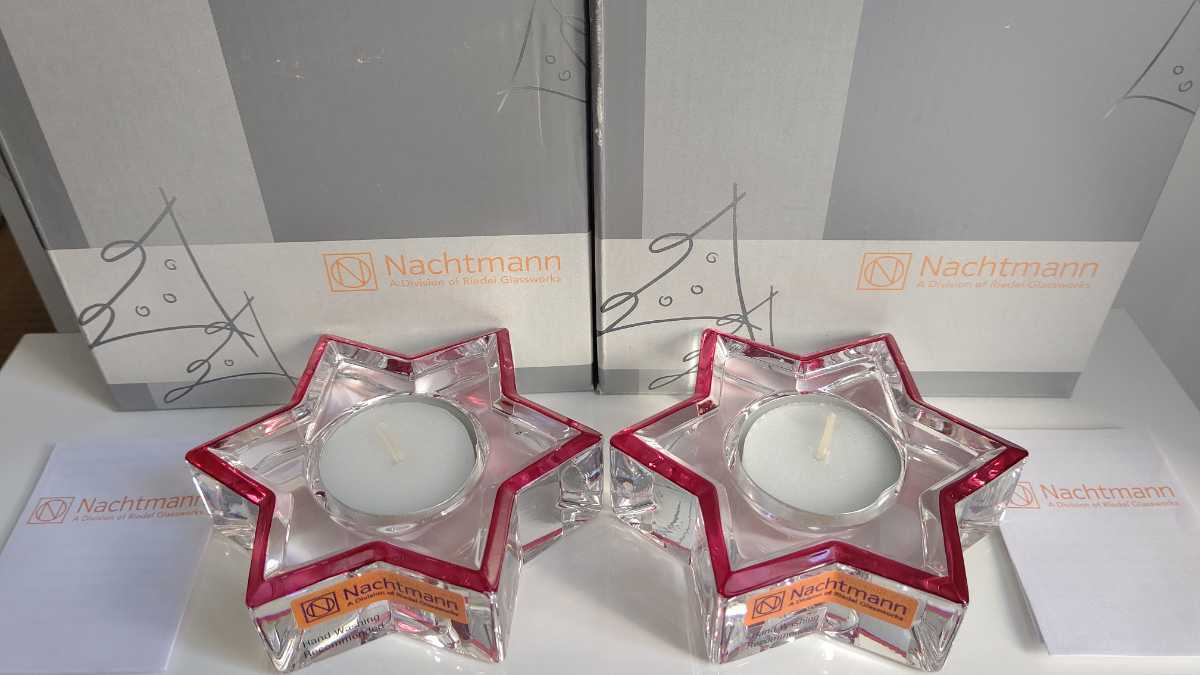 【希少★レア★未使用】Nachtmannナハトマン キャンドルホルダー 星形2個セット バイエルン　クリスタルテーブルウェア