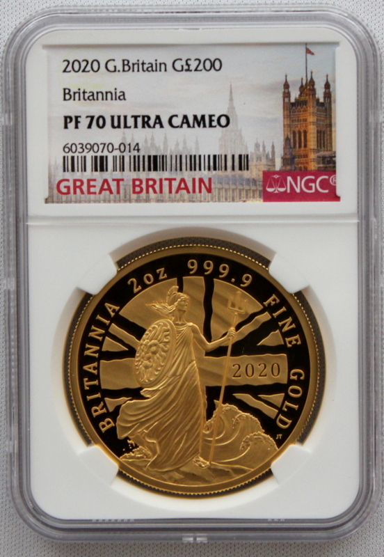 2020年 イギリス ブリタニア 2oz 200ポンド 金貨 NGC PF70UC 最高鑑定品！！発行枚数160枚！