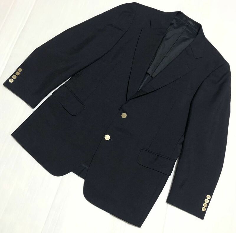 オールド ■ BURBERRY バーバリー ■ WOOL & MOHAIR ウール&モヘア 金釦 紺ブレ ブレザー ジャケット ネイビー 98-88-175AB6