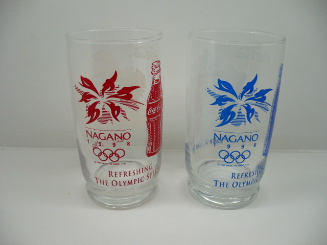 即決 送料無料 未使用 非売品 NAGANO OLYMPIC コカ・コーラ 長野オリンピック ものしりグラス ２個セット
