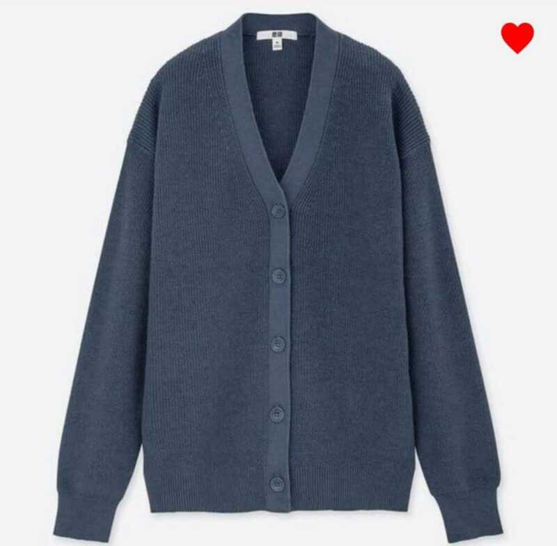 新品 送料無料 UNIQLO ユニクロ コットンカシミアVネックカーディガン ブルーXL