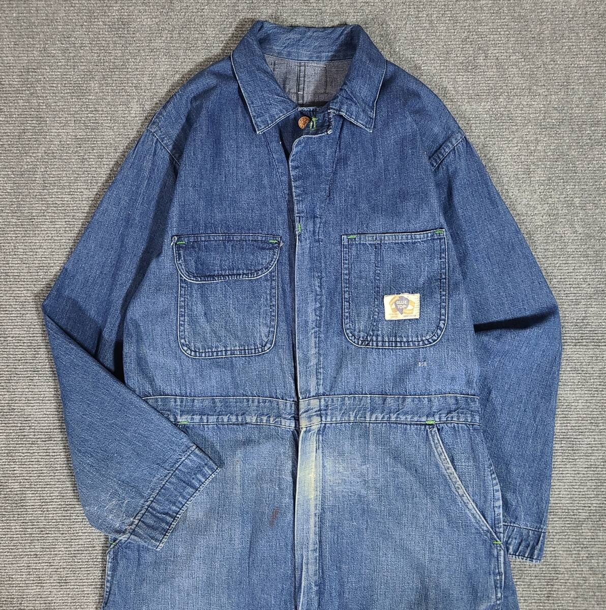 レア　60S　クリーニング済　BLUE TOP　ブルートップ　デニム　ツナギ　オールインワン　ワークパンツ　つなぎ　70S　ビンテージ