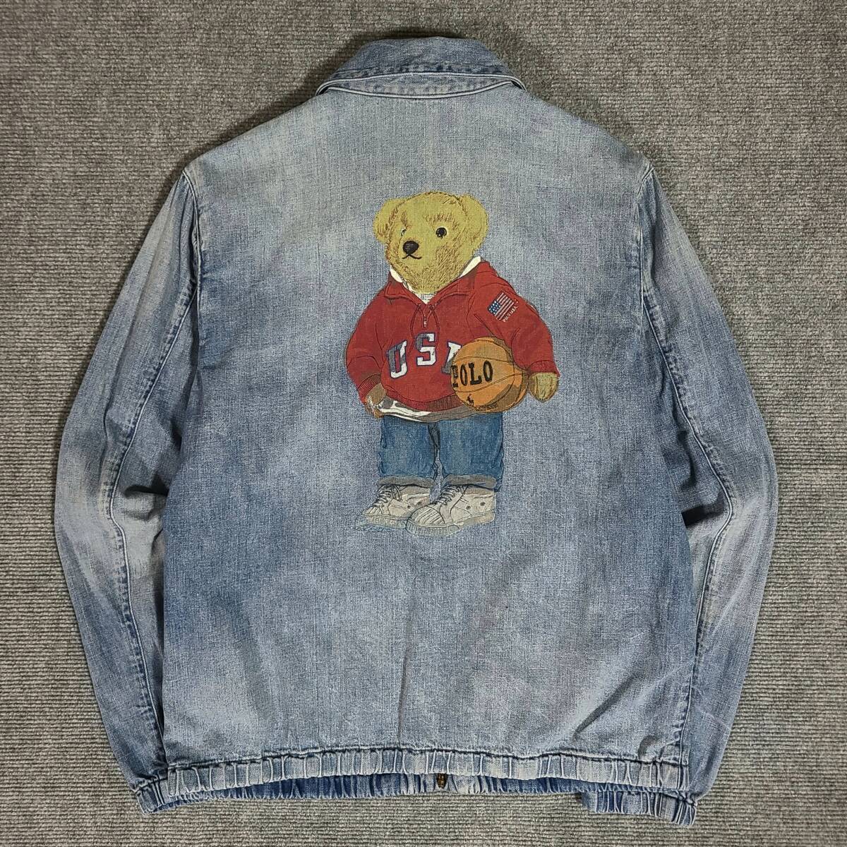 美品　レア　クリーニング済　RALPH LAUREN　ラルフローレン　ポロベアー　デニム　スイングトップ　チンストラップ　ジャケット　TALON