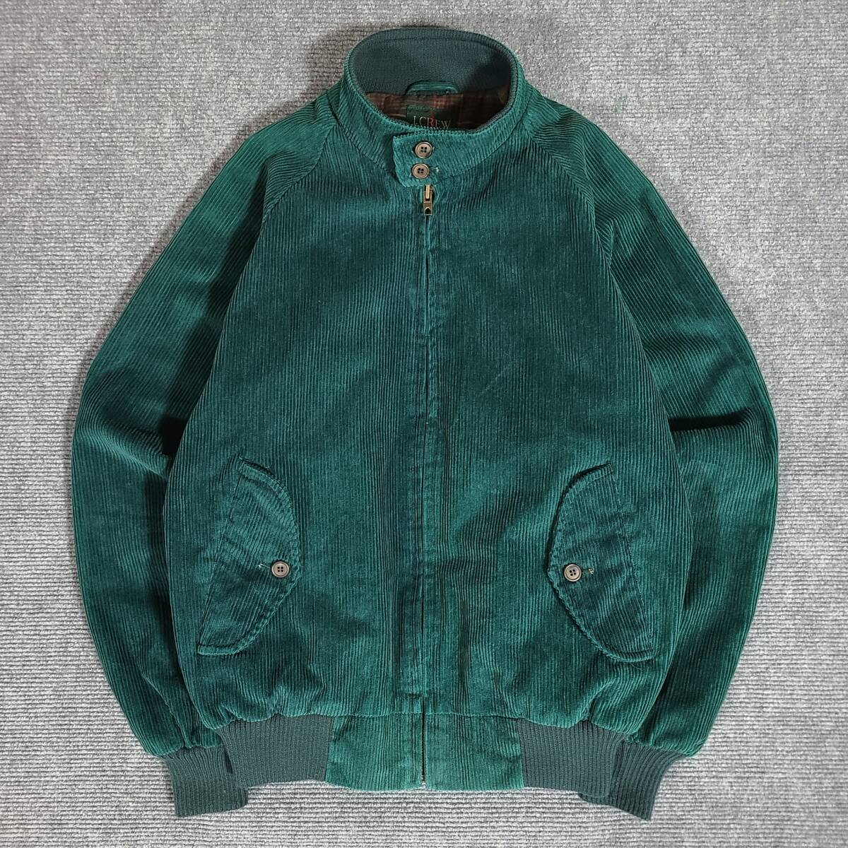 レア　90s　クリーニング済　J.Crew　ジェイクルー　コーデュロイ　ハリントンジャケット　G9　バラクータ　Harrington　ダークグリーン
