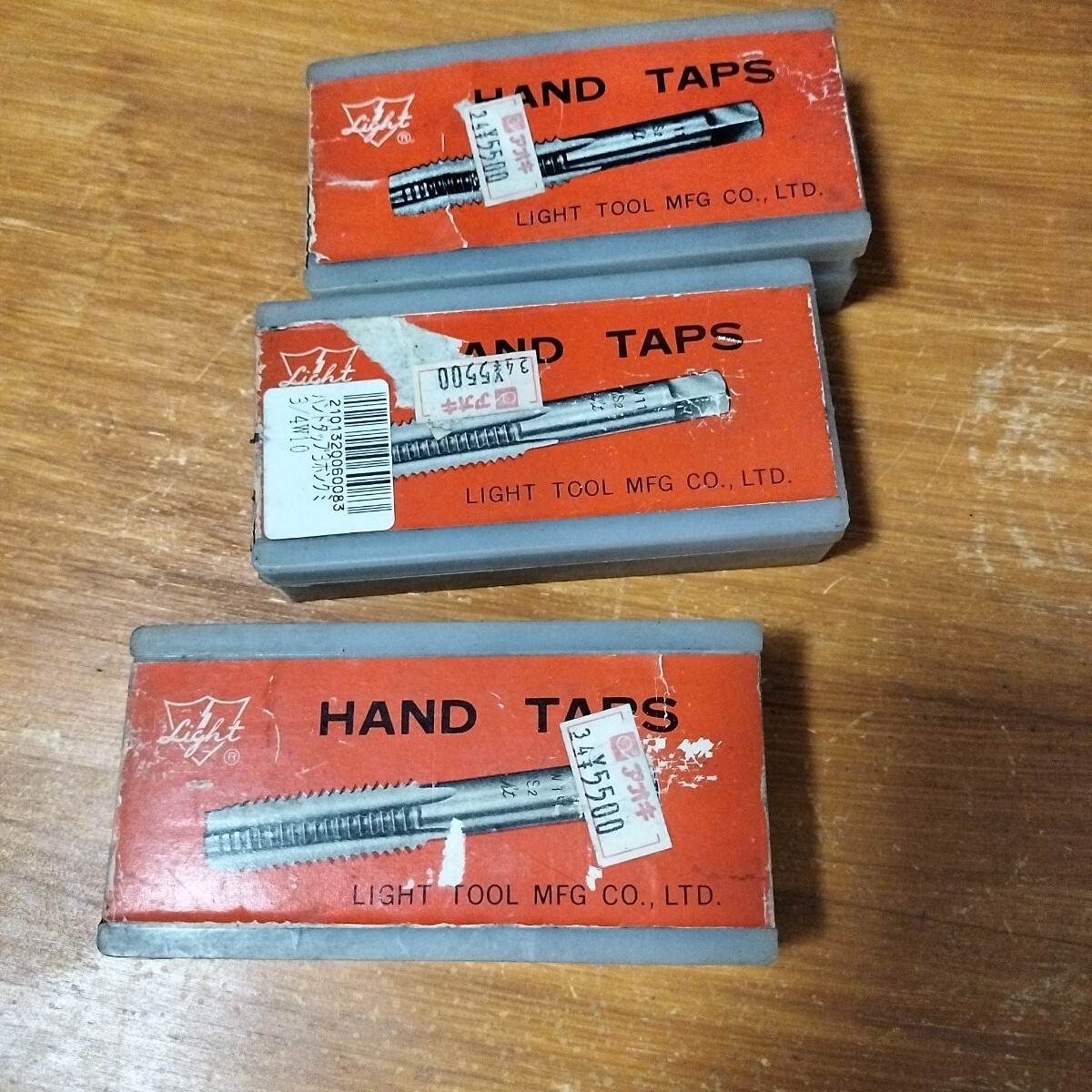 長期保管品/Light/ライト精機/ハンドタップ/SKS2・3/4W10(ウィットねじ)全長105mm軸径11mm/四角/先、中、上3本組セット 3箱　#524