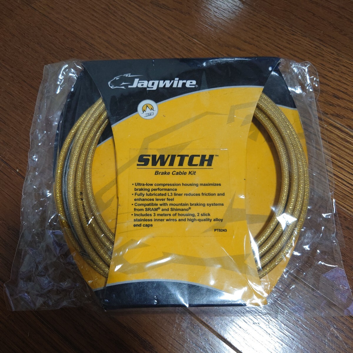 希少 JAGWIRE SWITCH MTB ブレーキケーブルセット ゴールド　アウター3m インナー2本　シマノ　スラム アウターケーブル　OLDMTB 