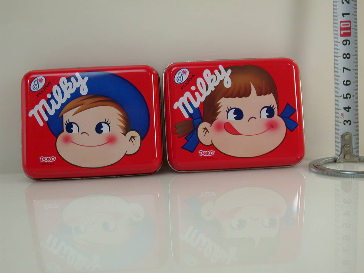 夢552．不二家 ペコちゃん ポコちゃん ミルキーキャンディ ブリキ空缶 