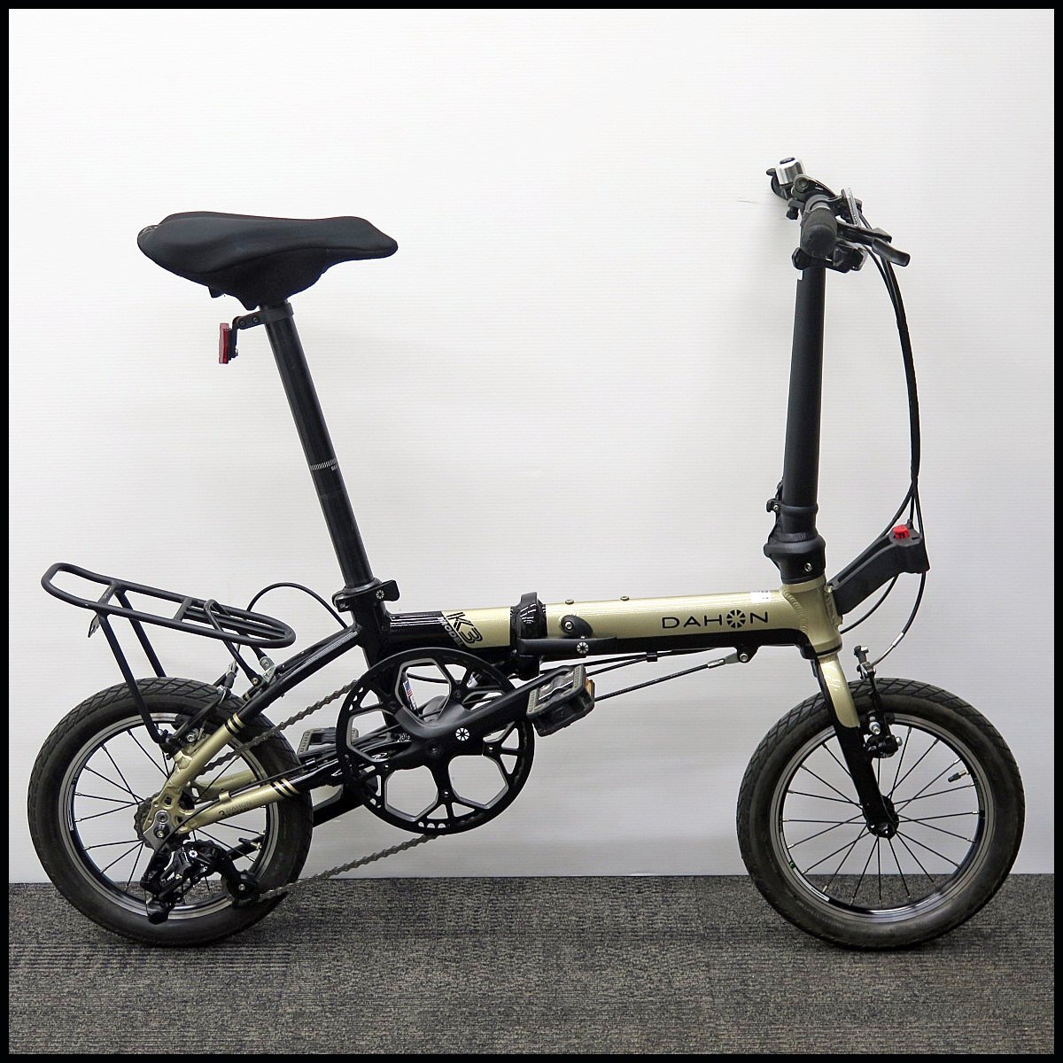 I218) 美品 DAHON/ダホン 折りたたみ自転車 K3 3段変速 14インチ/小径車/ミニベロ/フォールディングバイク/街乗り/シャンパンゴールド/△A