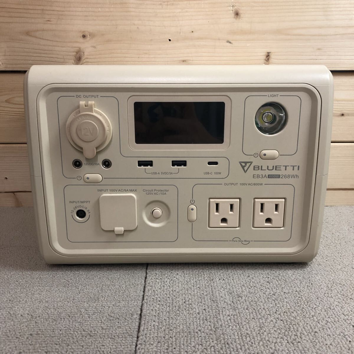 (36)BLUETTI PORTABLE POWER STATION ポータブル電源 EB3A 268Wh 600W LEDライト ソーラー充電 ポータブルバッテリー ベージュ