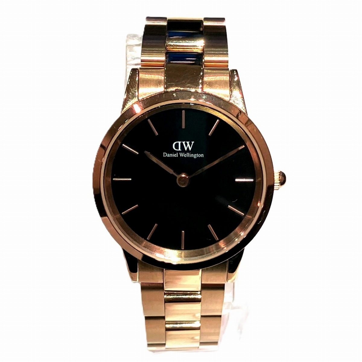 ダニエルウェリントン Daniel Wellington 腕時計 アイコニック リンク 総重量約61g SS クオーツ ブラック文字盤 DW00100210 中古☆0335