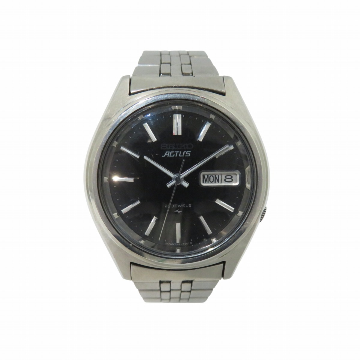 セイコー SEIKO 腕時計 アクタス 総重量約84.5g SS SS 自動巻き ブラック文字盤 7019-7430 中古☆0308