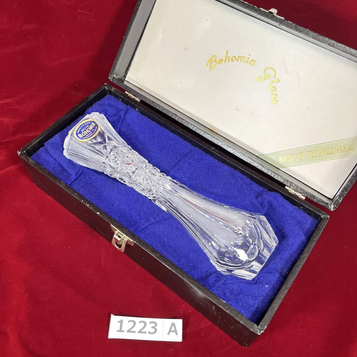 ★(志)【未使用】Bohemia/ボヘミア クリスタルガラス 一輪挿し 花器 高さ:約23cm 51963-1505-9 花瓶 共箱付 チェコスロバキア(o)1223A
