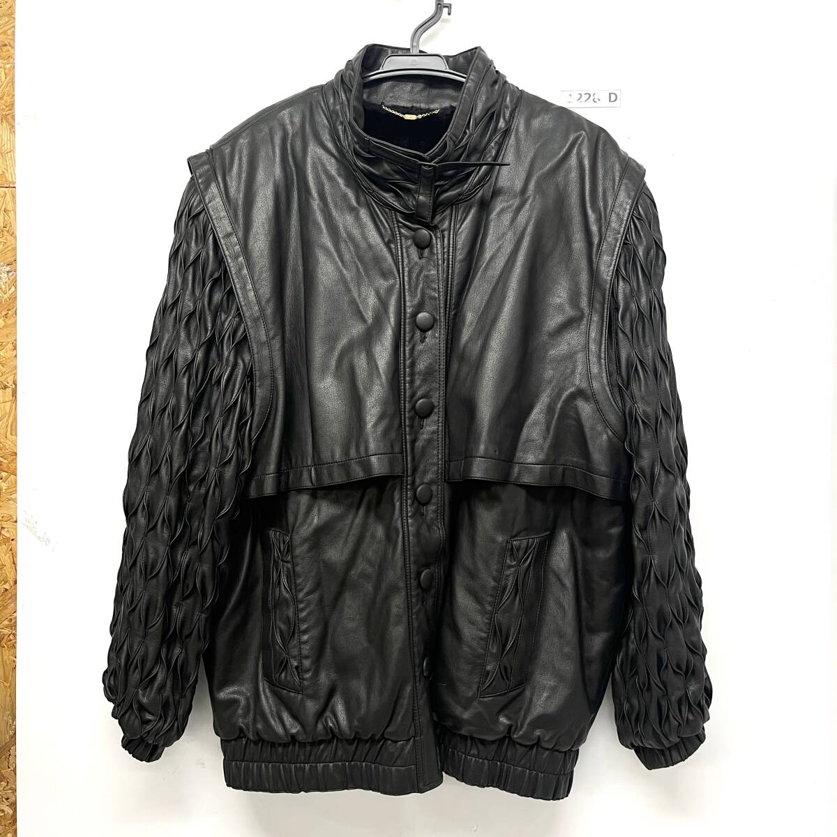 (志)【美品】伊太利屋/イタリヤ ジャケット サイズ:9A2 ブラック 黒 キュプラ アウター ライダース (o)1228D