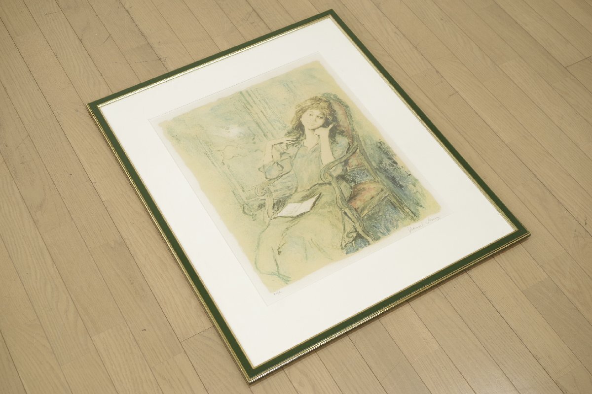 ベルナール・シャロワ リトグラフ 石版画 41/50 限定50部 直筆サイン 額装W71×D1.8×H83.8cm 美術品 人物 女性 アート フランス