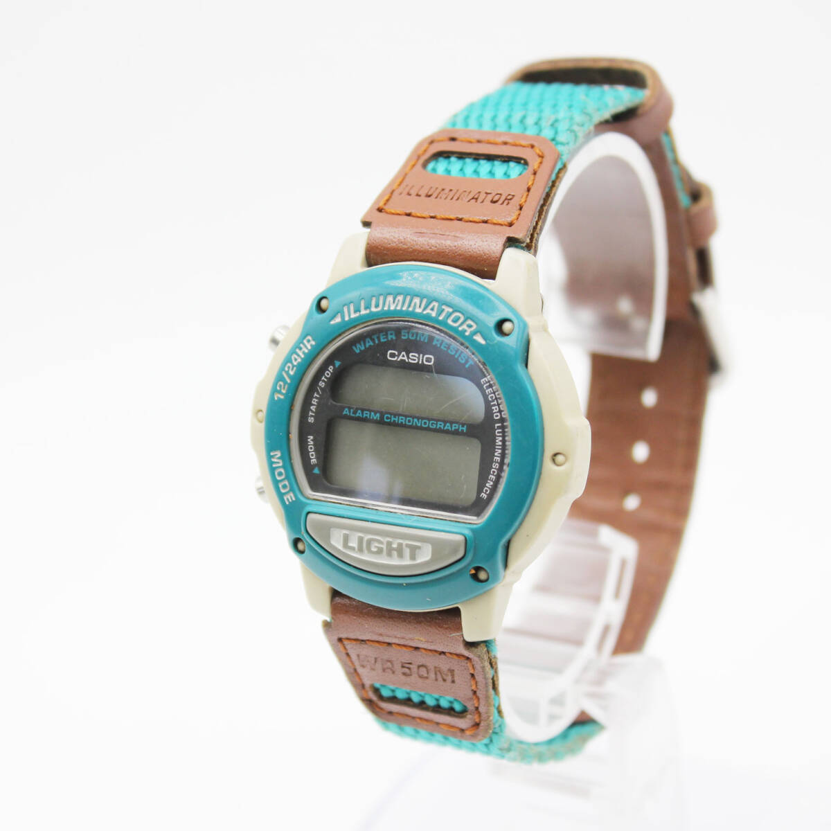 W251218-33 CASIO カシオ アラームクロノグラフ LW-22H メンズ腕時計 クォーツ デジタル ジャンク ブラウン ターコイズブルー