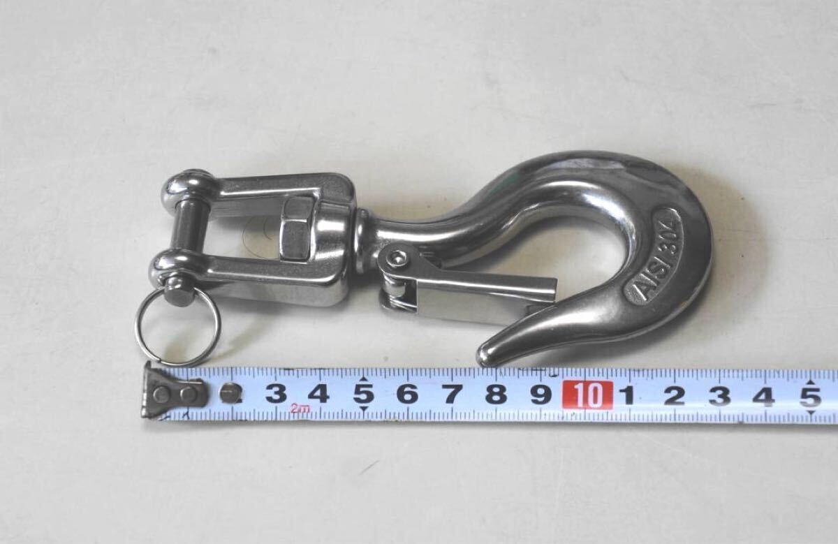 ウインチ フック　ステンレス製で錆びません。650kg　ピンで取り外しができ便利です ★古い鉄製品はバネが錆びて外れて危険です★ 