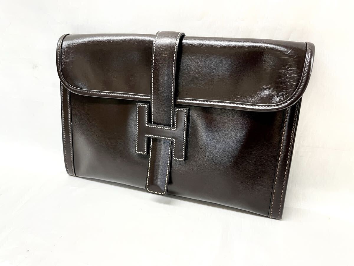HERMES エルメス クラッチバッグ ブラウン ダークブラウン セカンドバッグ レザー バッグ サイドバッグ 鞄