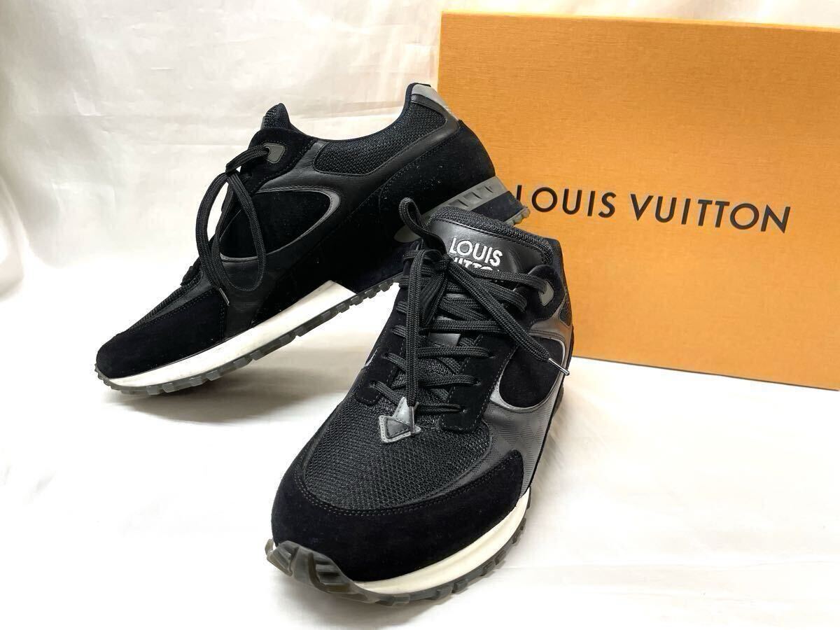 LOUIS VUITTON ルイ ヴィトン ランアウェイ ライン スニーカー GO0137 メンズ 黒 8 1/2 ダミエ アンフィニ スエード レザー ブラック 靴 