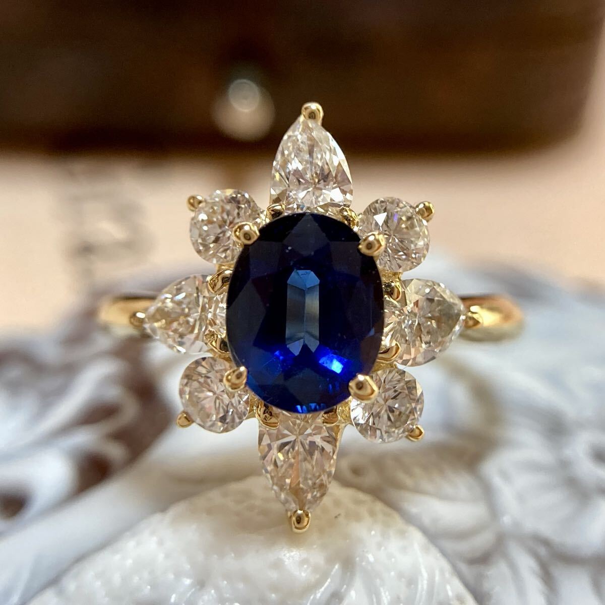 k18 平和堂貿易　クイーン　ロイヤルブルーサファイア　ダイヤモンド　指輪　リング ヴィンテージ