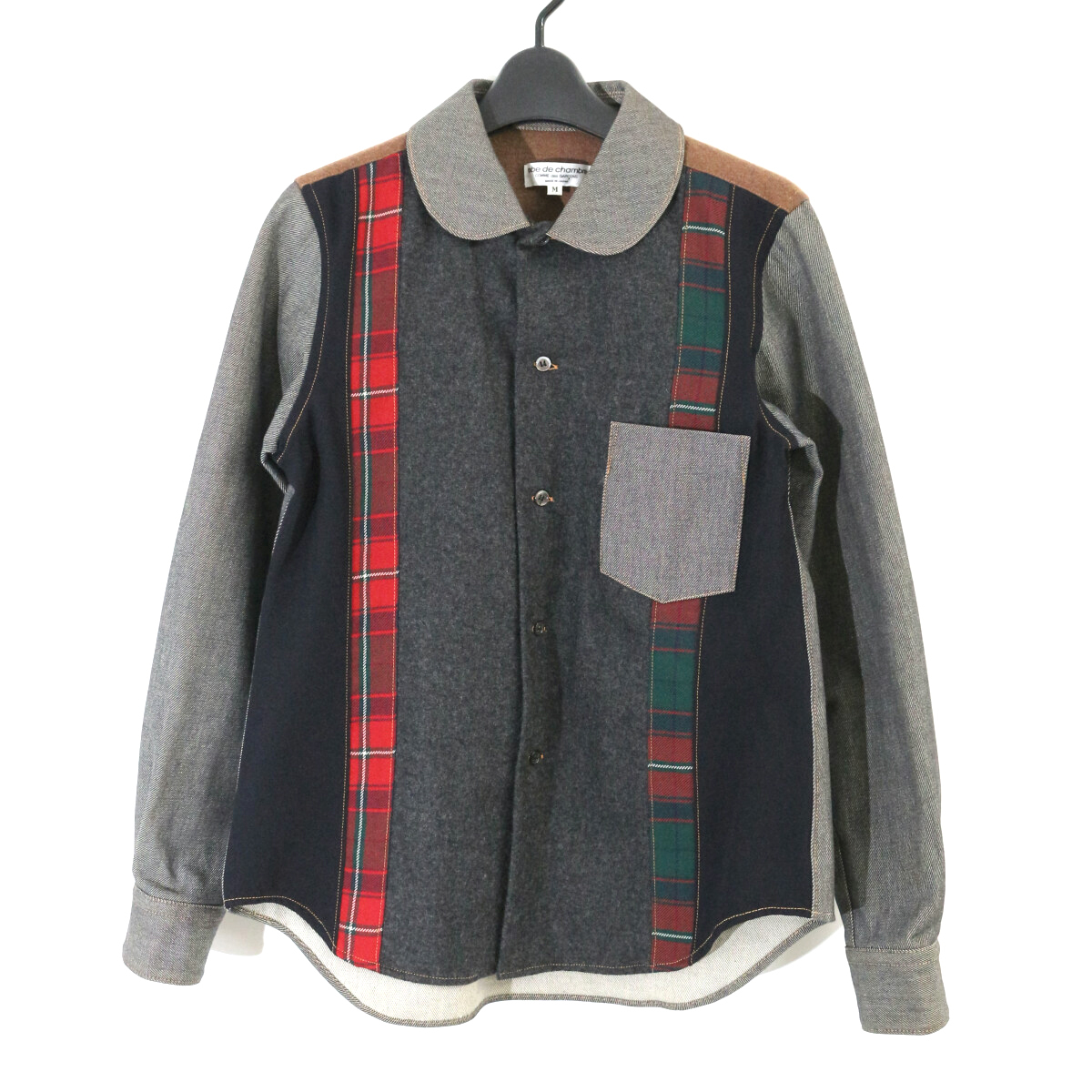 robe de chambre COMME des GARCONS 2000SS クレイジーパターンデニムシャツ M RB-10007M ローブドシャンブルコムデギャルソン