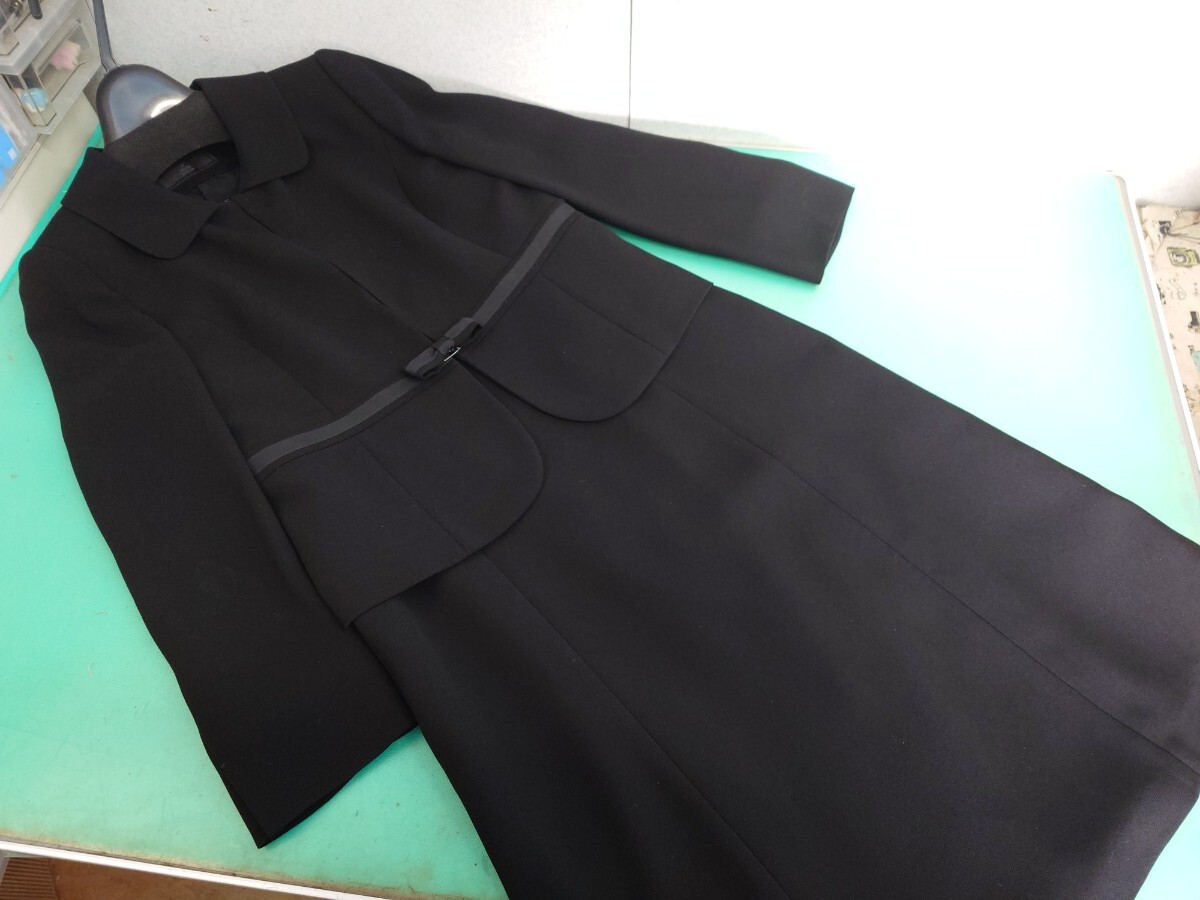 ● INED ブラックフォーマル セレモニースーツ ジャケット ワンピース リボン セットアップ 礼服 喪服 卒業 卒園 11号 定価39,900円 美品③