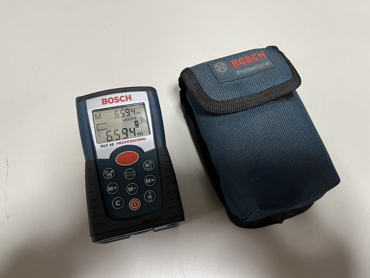 ○ BOSCH ボッシュ レーザー距離計 DLE 50 PROFESSIONAL 動作確認済 専用ソフトケース付属 デジタル メーター 中古品 ④